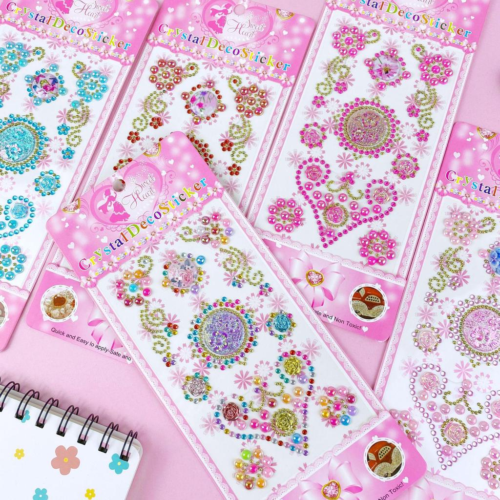 Heart-Shaped Crystal Stickers for Kids' Costume Party & Christmas Decorations - DIY 3D Diamond Stickers