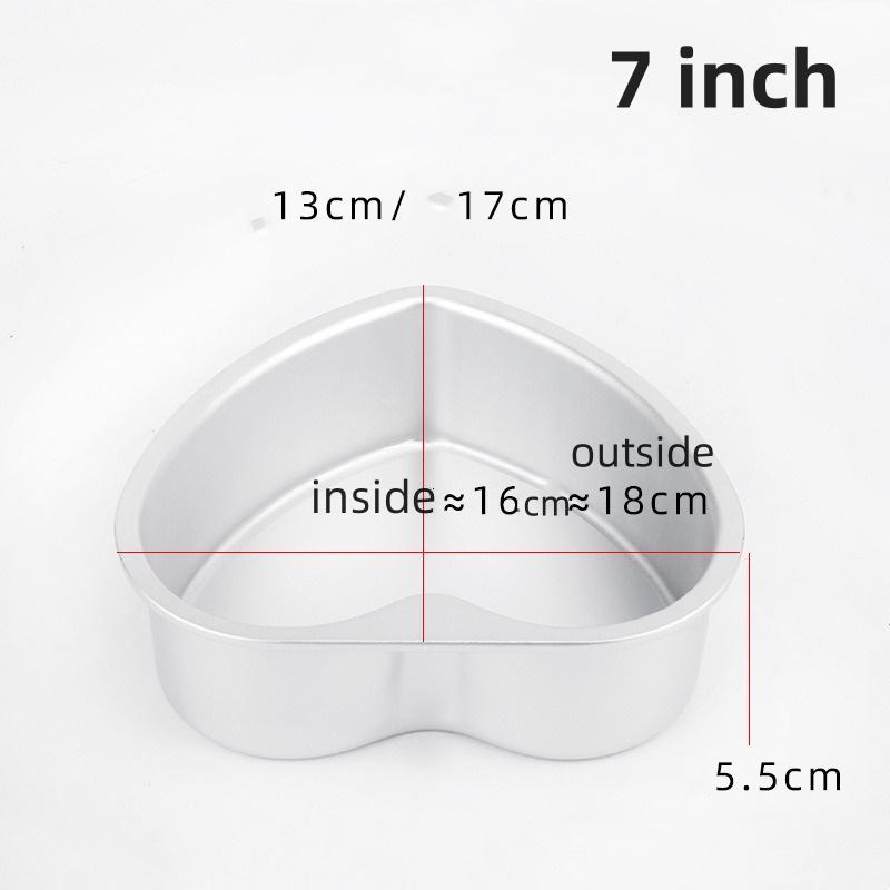 3/4/5/6/7/8/10/11 Inch Heart Shaped Cake Pan mold Solid Bottom Aluminum Alloy Chocolate Cake Pan Silver Tin Baking Mold Mould