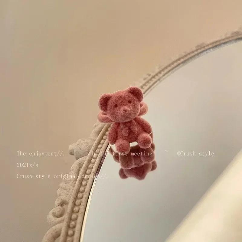 Südkoreas Neuer Plüsch-Teddybär Öffnungsring Damen Herbst Winter Süß Niedlich Cartoon Zeigefingerring Nischendesign Verstellbar