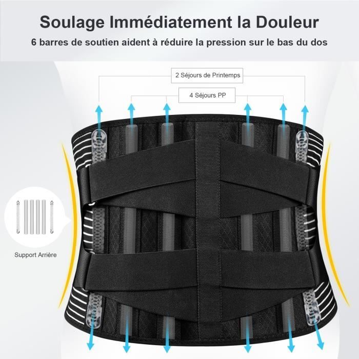 Freetoo ceinture de soutien lombaire maintenir bien les lombaires et le dos soulage la douleur 4 ressorts soutien sangle double r