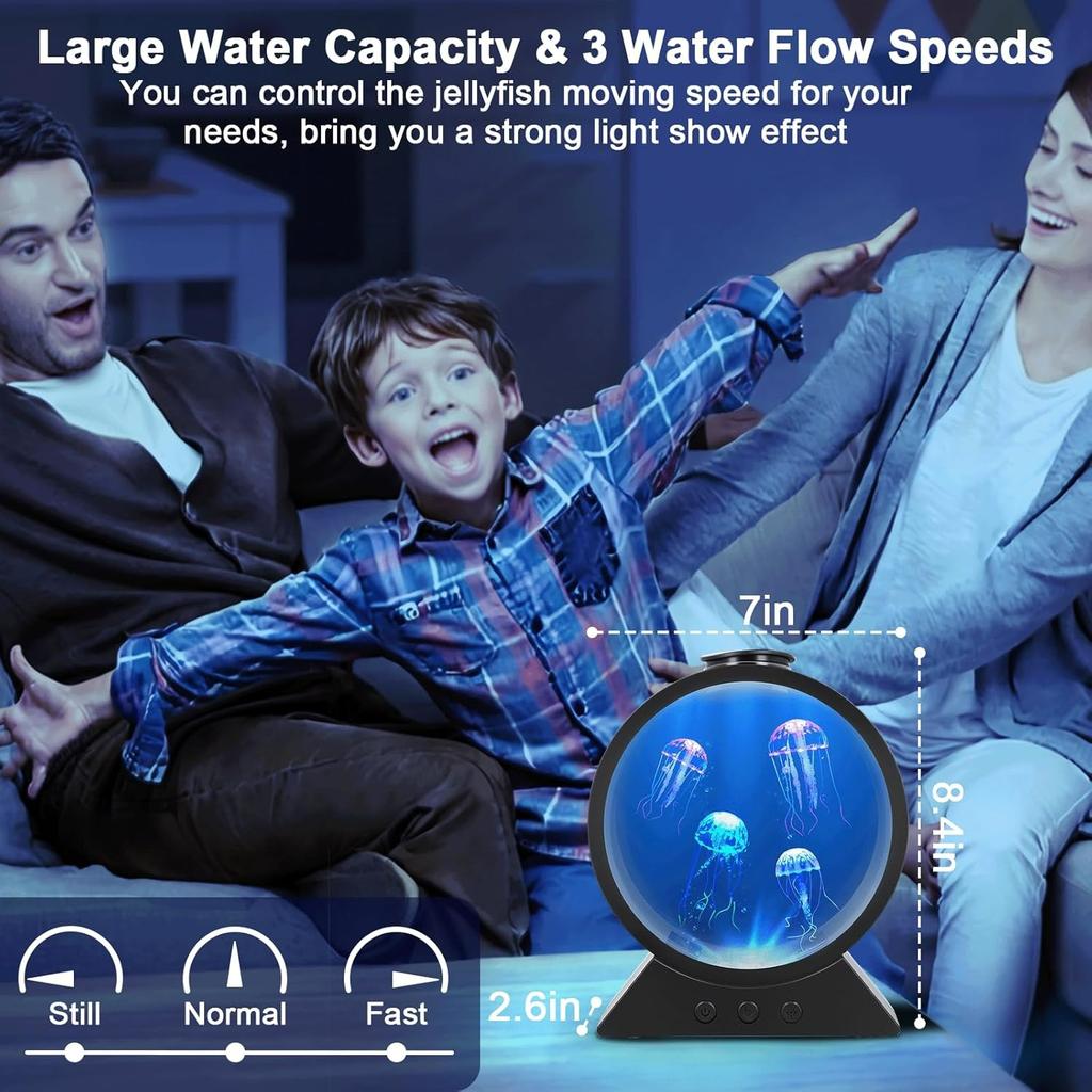 Jellyfish Lamp,USB Inserted Jelly Fish Light Lamp,Jellyfish Tank Aquarium Night Mood Light with Adjustable Flow Rate and Timing for Home Office Living
