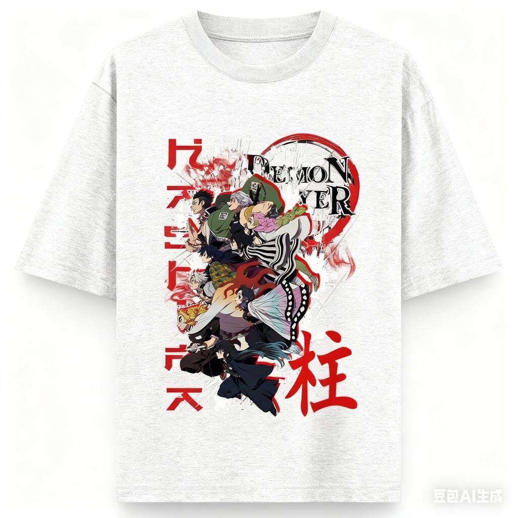 Demon Slayer Anime Printing Oversized Cotton Tshirt Men and Women Comfortable Harajuku Trend Y2K  Summer Absorb Sweat Tshirt