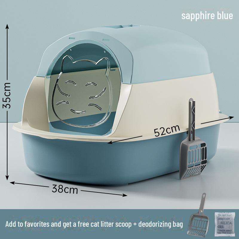 Extra große, vollständig geschlossene Katzentoilette mit Spritzschutz und desodorierender Desinfektion