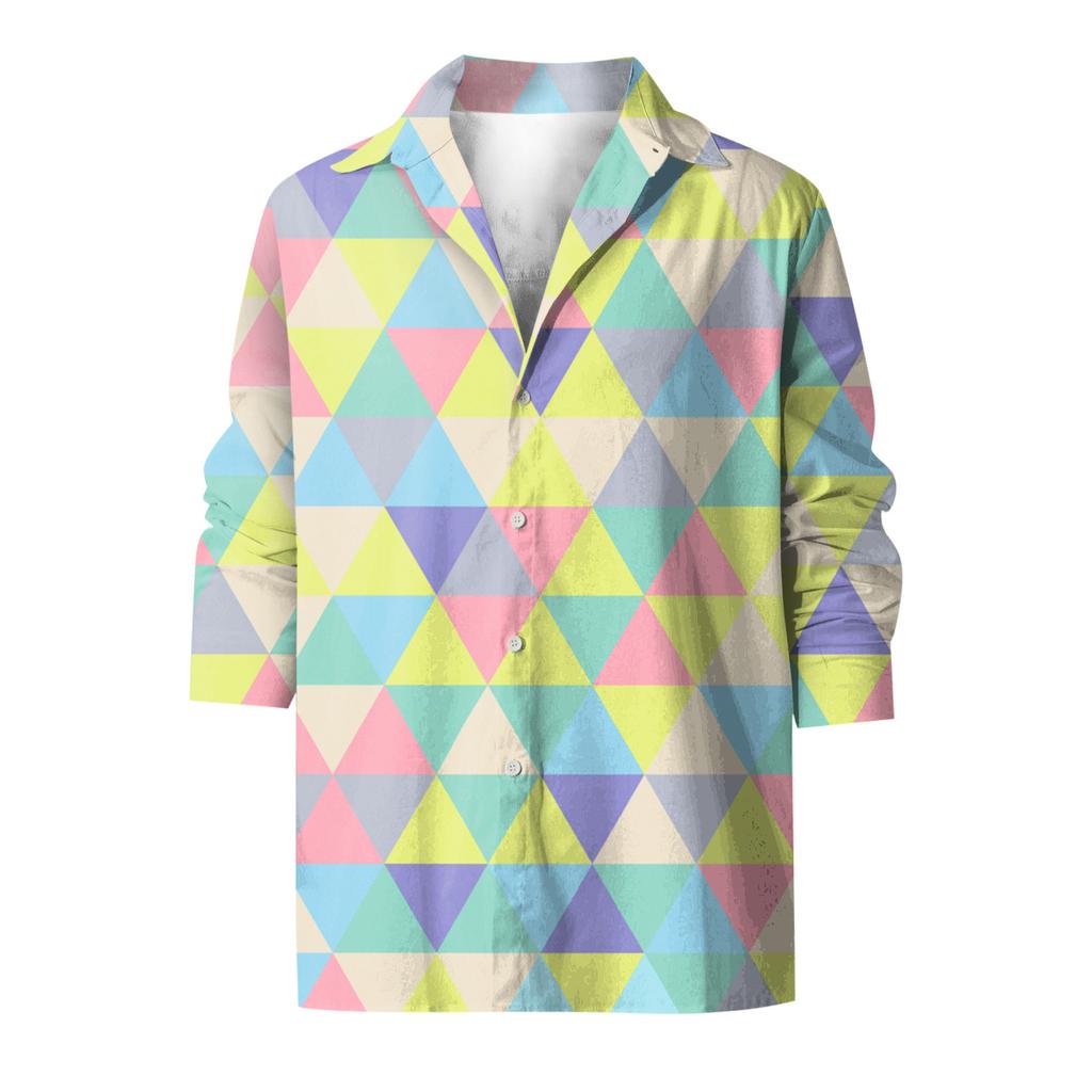 Designer Spring Summer Men's Casual  3D  Halloween Printing Hawaii Shirt Blouse Long Sleeve Shirts