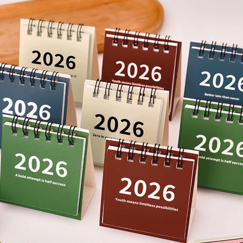 2025.6-2026.12 Mini Simple Calendar Creative Coil Calendar Planner Small Desk Calendar Desktop Decoration Office Stationery