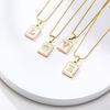 Women's Stainless Steel Shell Square Letter A-Z Initial Pendants Necklaces,New In Fashion Jewelry Collar Letters Charm Necklace