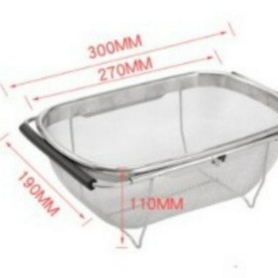 

Stainless Steel Retractable Sink Basket for Draining and Washing Fruits, Vegetables, Rice, Bowls, and Dishes