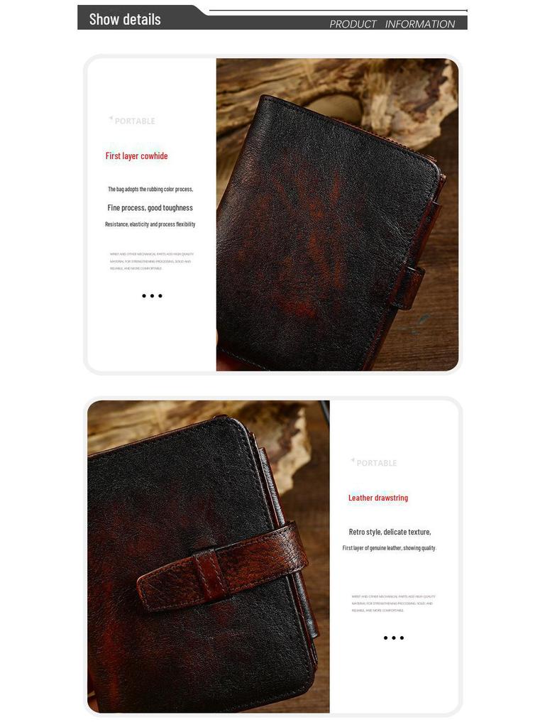 Men's Retro Leather Short Wallet - Top Layer Cowhide