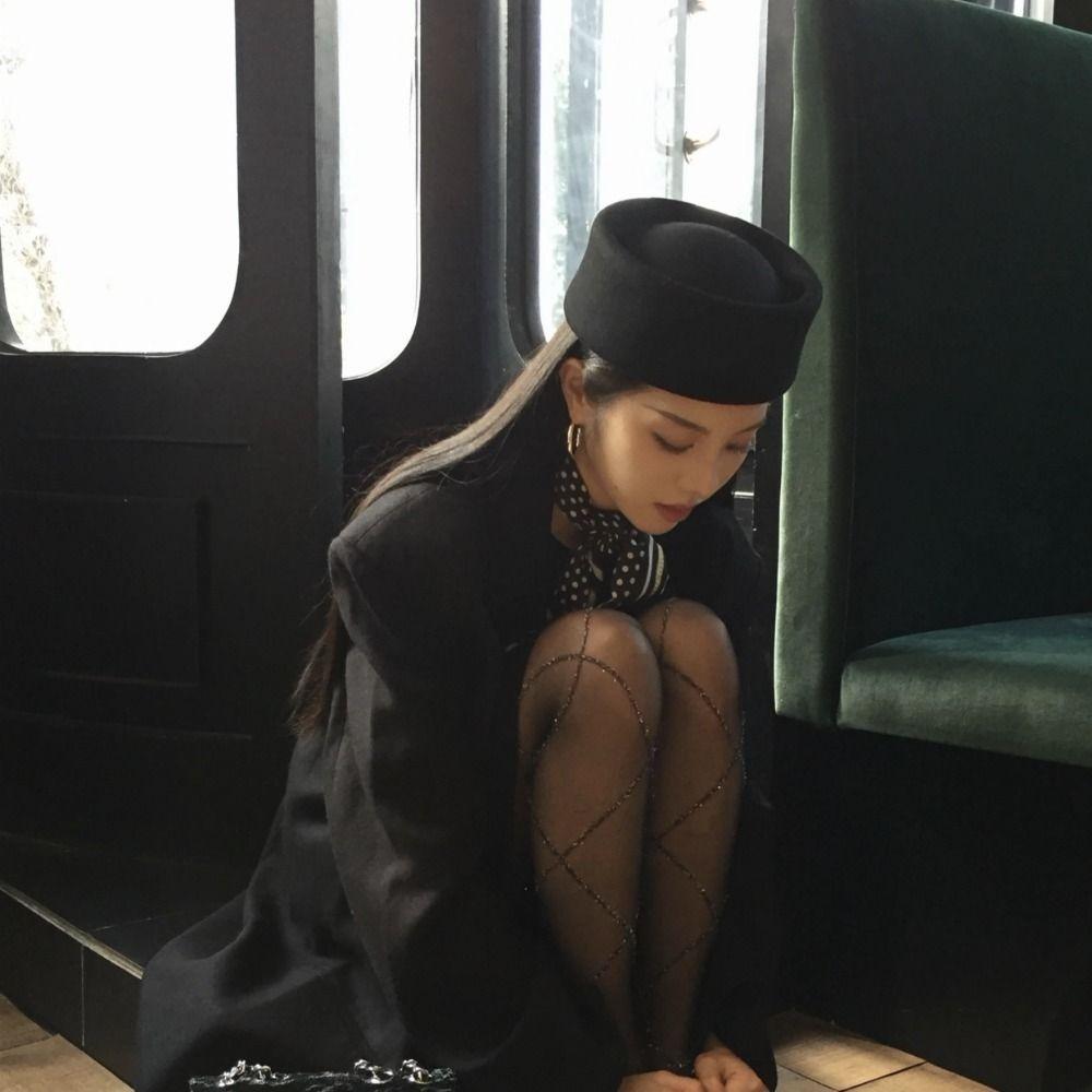 Hard Dome Stage Performance Hat Formal Millinery Berets New Pillbox Hat  for Party