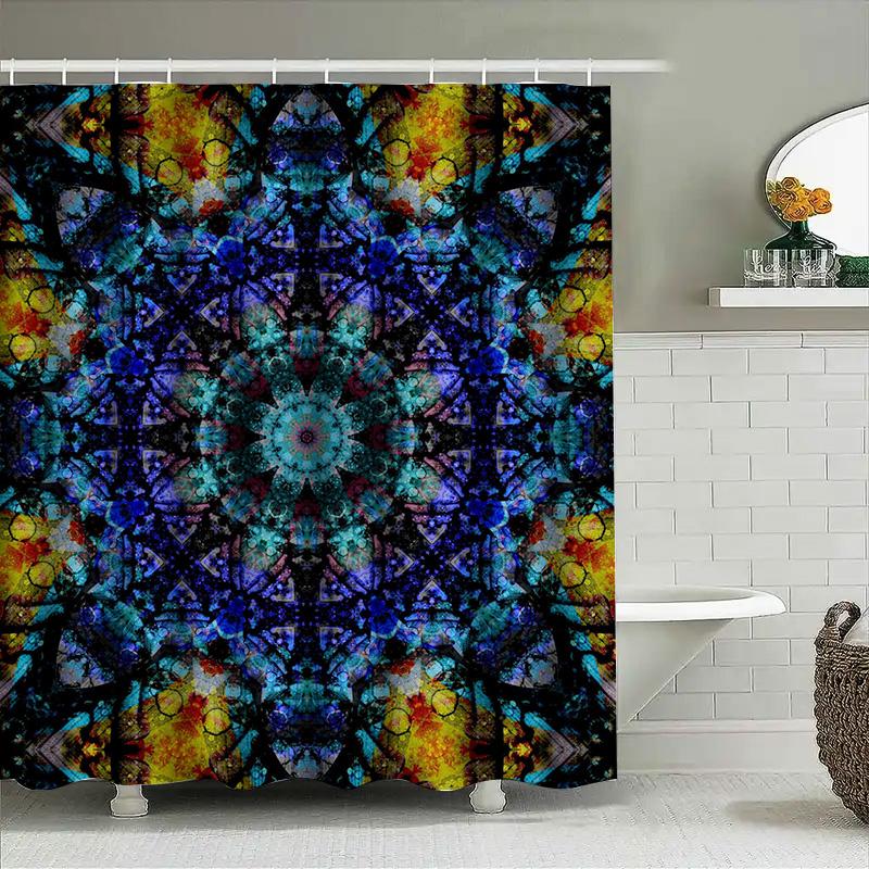 

Unique Blue Yellow Shower Curtain Waterproof Fabric Bath Decorations Print Decorative Customizable Waterfall Design For Bathroom W60H190(CM)-1 Pcs