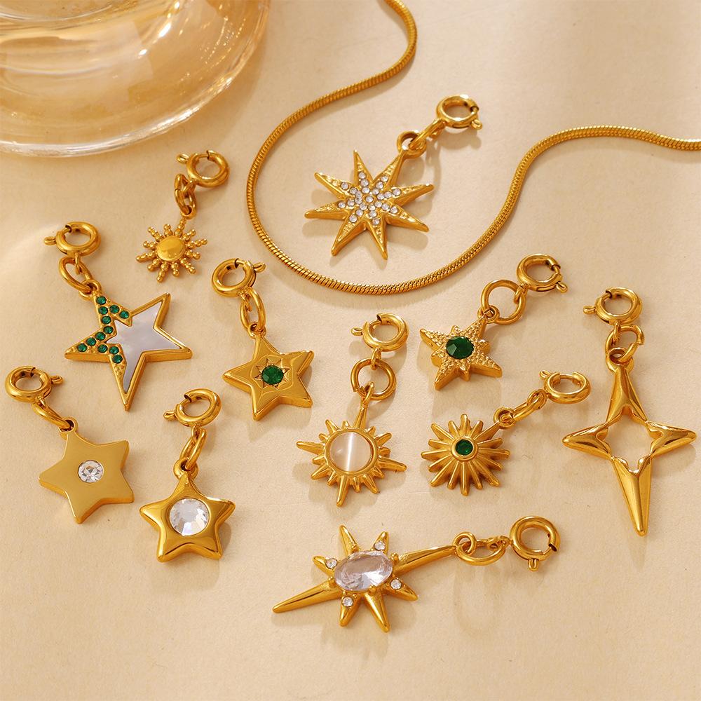 Fashion Personality Star Star Sun Jewelry Buckle Pendant Stainless Steel Gold Plated DIY Jewelry Accessories