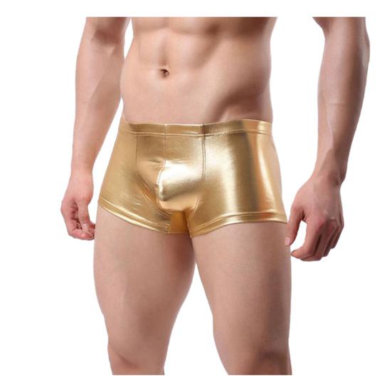 Fashion Club Men Patent Leather Boxers U Convex Underwear Underpants Shorts