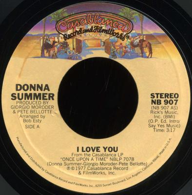 7-Zoll-Schallplatte DONNA SUMMER - I Love You NB907 Casablanca 1977 US Dance & Electronica Gebraucht
