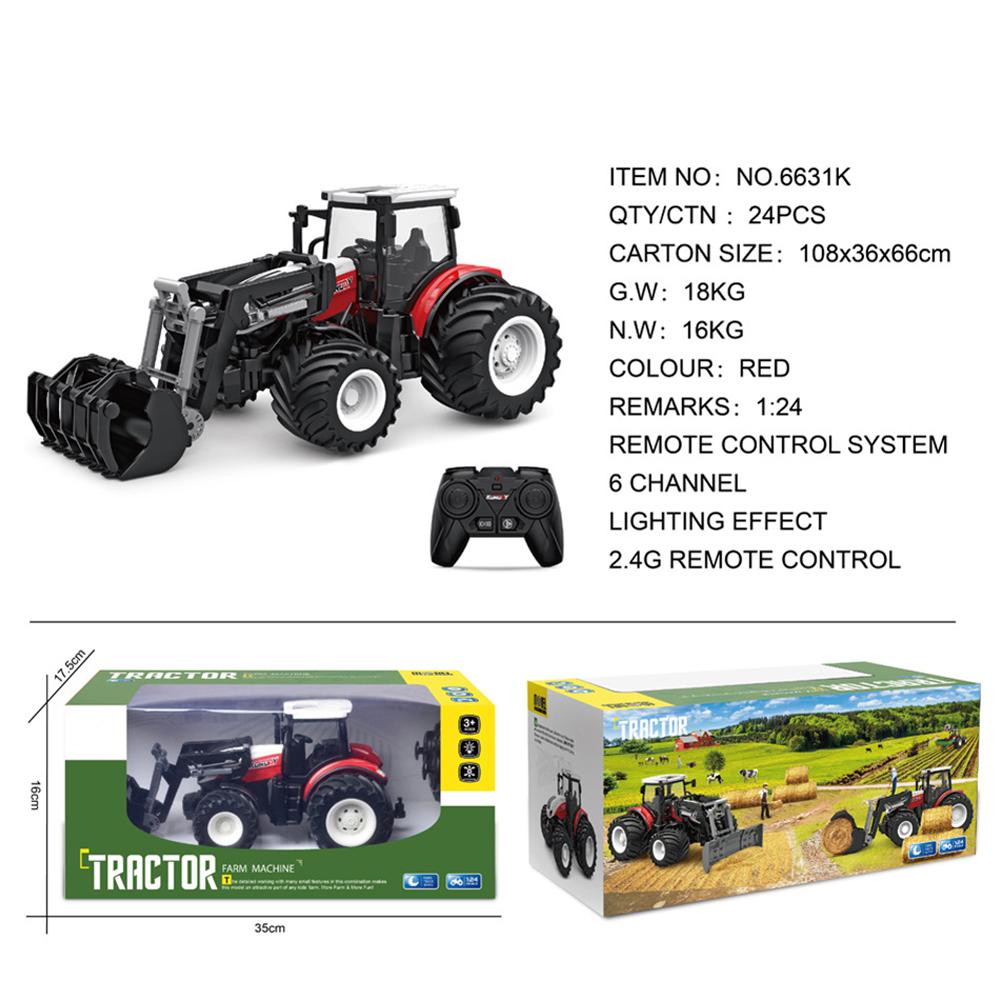 1:24 Remote Control Car For Kids Simulation Electric Farmer Harvester Tractor Model With Lights Christmas Gifts For Boys Girls