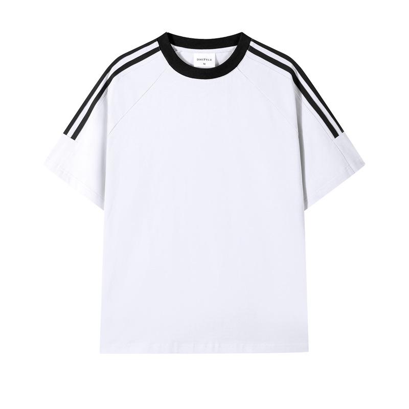 2026 Men's Fashion Double Yarn Cotton Short Sleeve Drop Shoulder T-shirt - Casual Sports Top