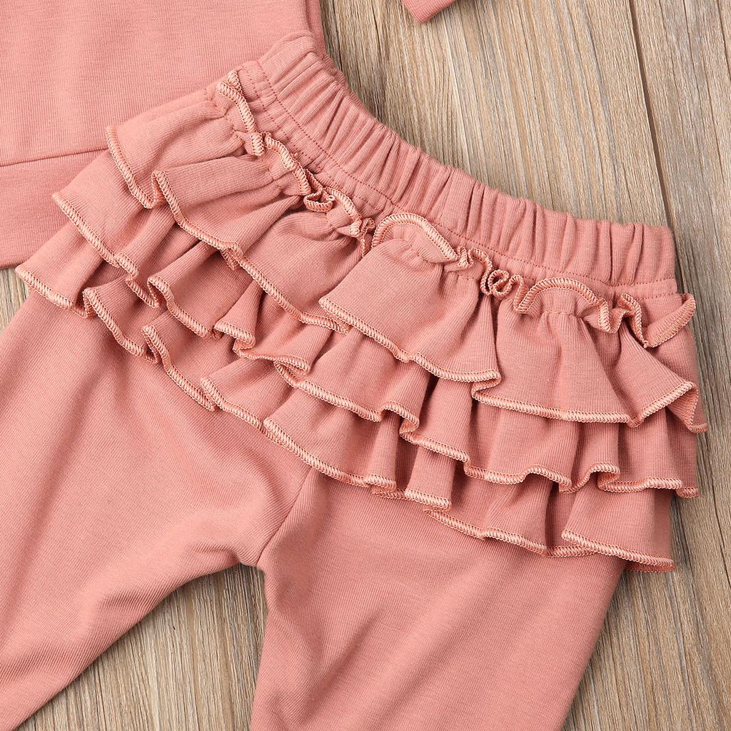 0-3T Neugeborene Kinder Baby Mädchen Kleidung Regenbogen Langarm Tops + Rüschen Hosen Outfits