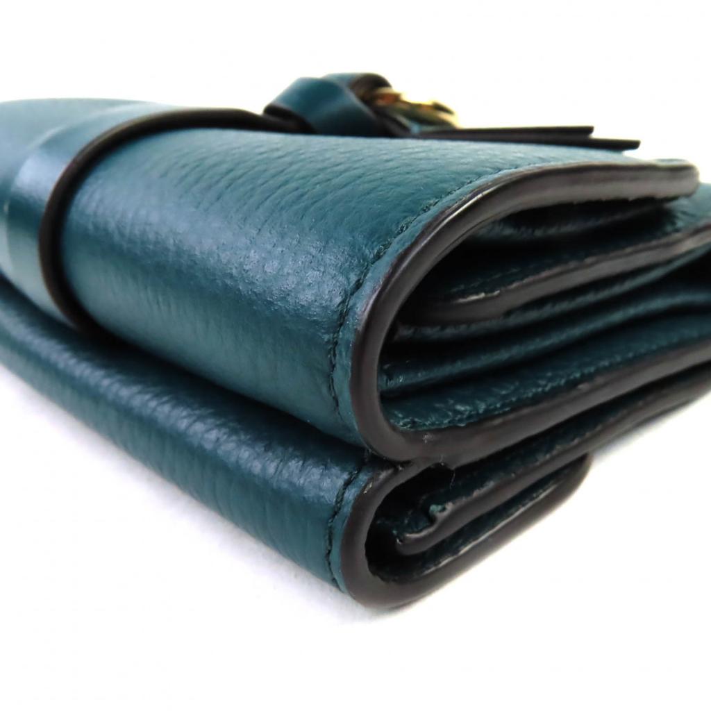 Pristine Chloe Tri-fold wallet Alphabet Trifold green leather CHC21WP718F573L3 Used