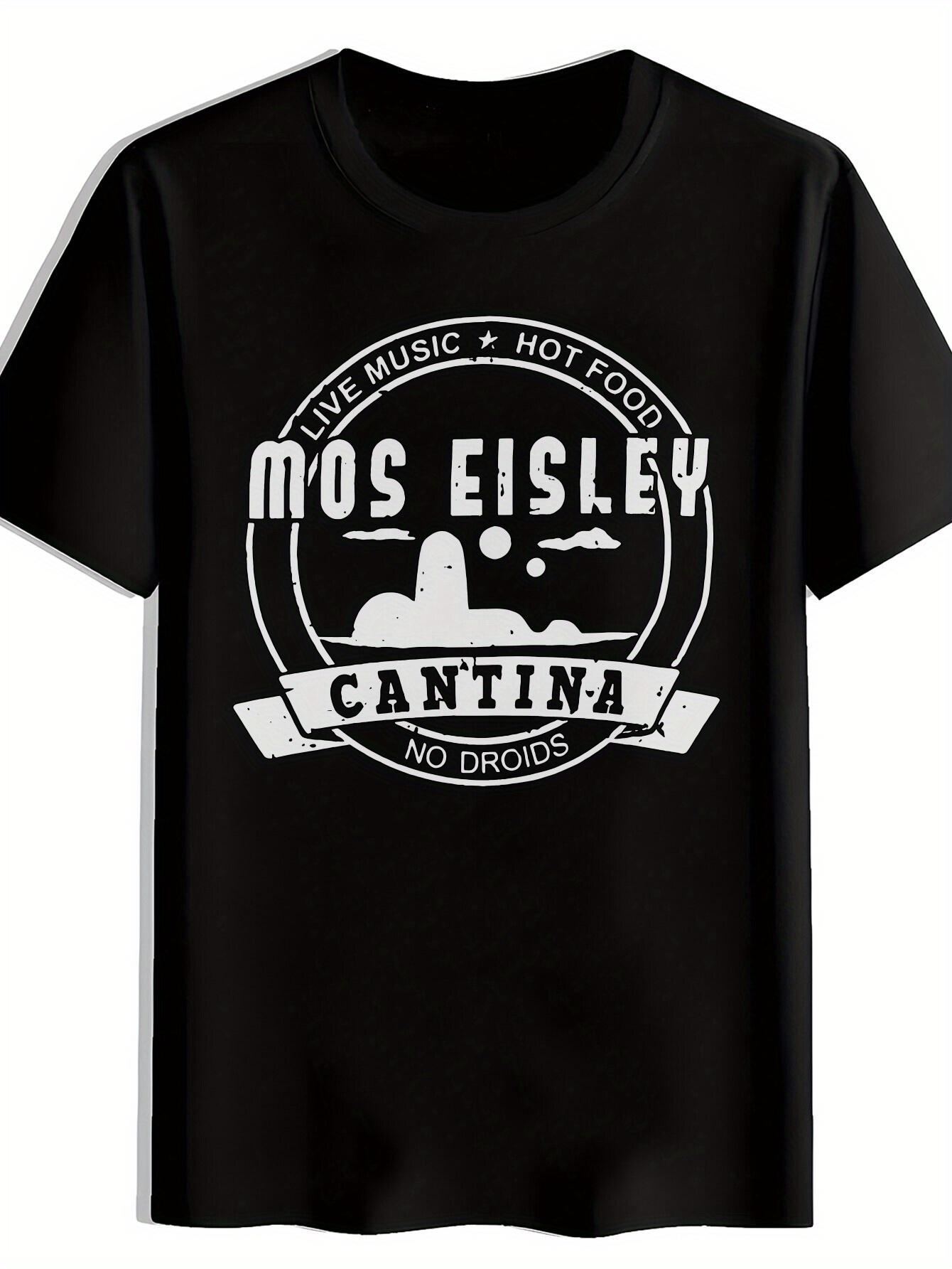 Retro Rock Band Graphic T-shirt - Mos Eisley Cantina Design with Live Music & Hot Food Theme S