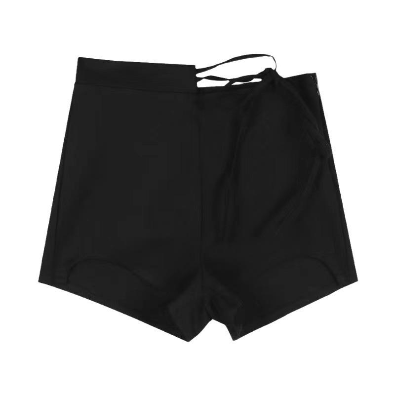 Spicy Girl High-Waist Lace-Up Black Shorts - Women's Summer Casual Slim Straight-Leg Hot Pants