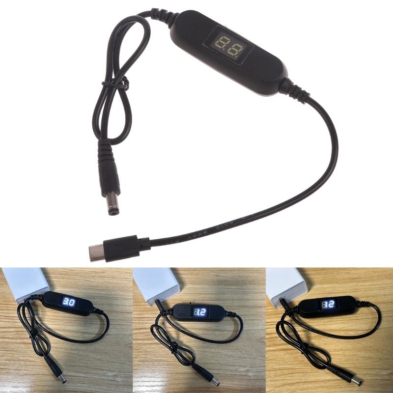 USB C Type C 5V To 1.2V 3V 4.5V 6V 7.5V 9V 12V 2.5mm/3.5mm/4.0mm/5.5mm Adjustable Voltage Cable Step Up Down Converter Cord