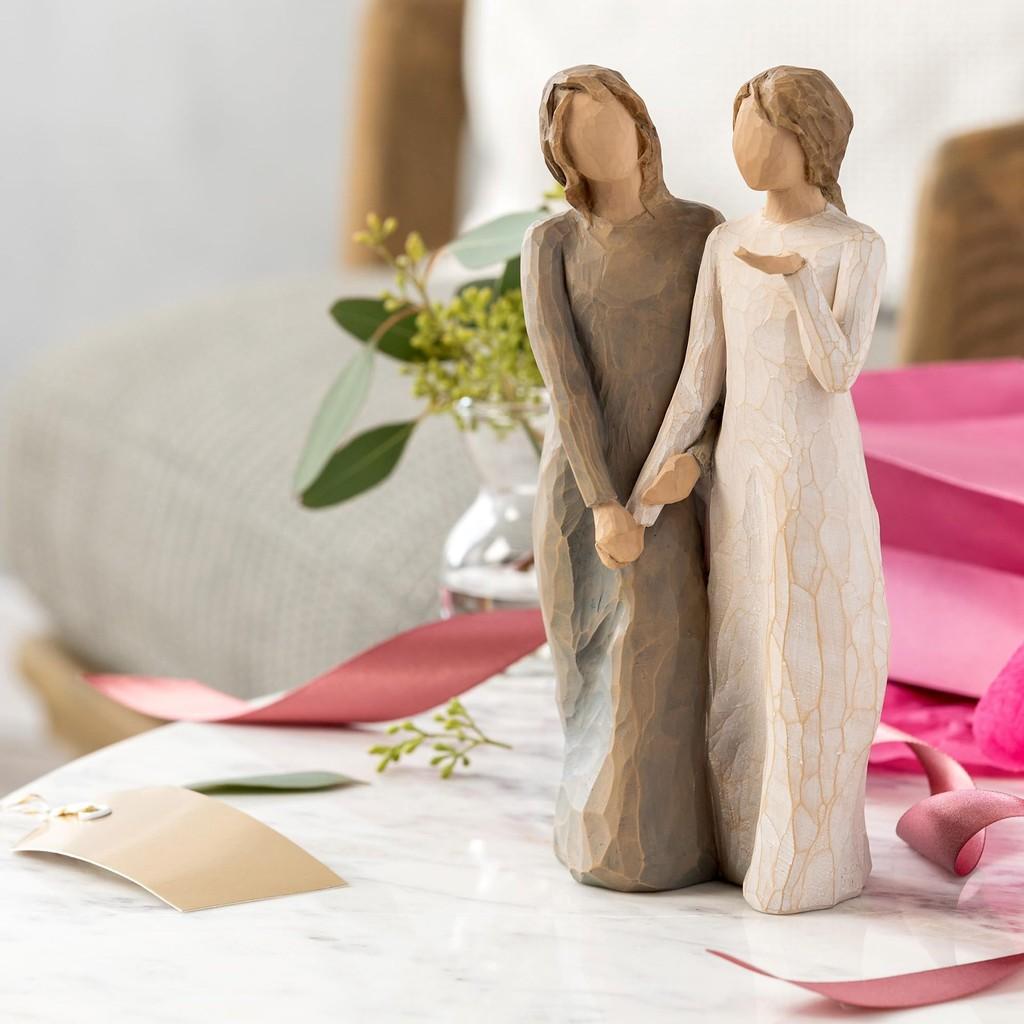 Hand Tree Willow Painted Resin Sister By My Side Figurine Doll Gift Decorative