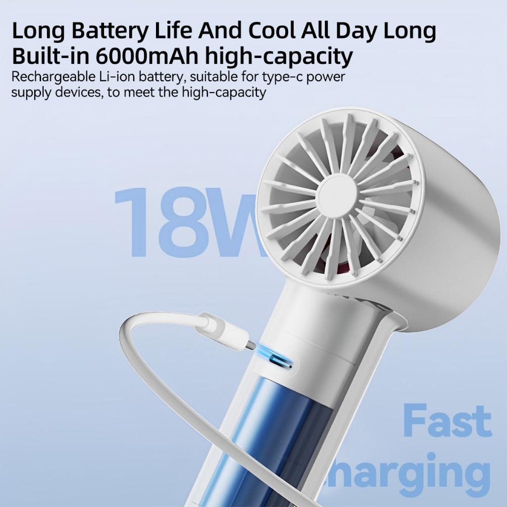Bærbar vifte Høyhastighets Håndholdt USB-lading Digital skjerm 100-hastighets vind Turbo Liten vifte