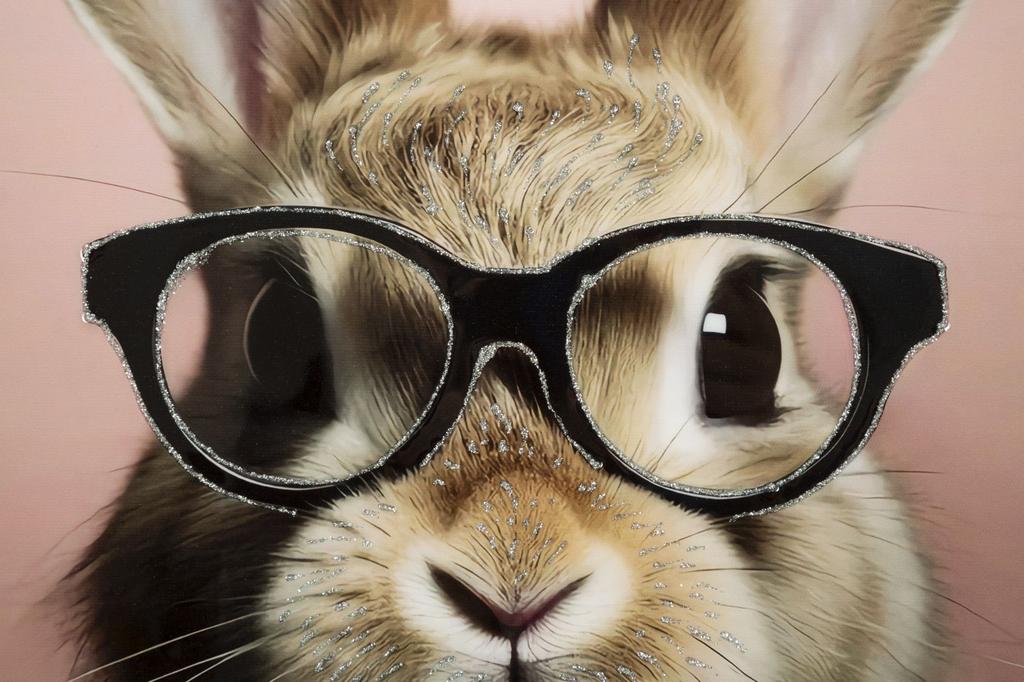 Lackiertes Wandbild mit Rahmen Hase mit Rahmen cm 62,5X2,8X62,5