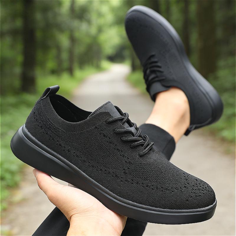 Men's Mesh Sneakers Casual Versatile Knit Shoes Lightweight Comfortable Sole Walking Shoes Breathable Non-Slip Running Shoes