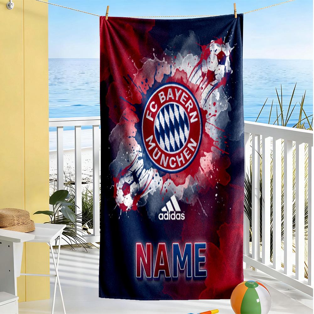 Bayern Munich Champions Customized Name Beach Towel Super Soft & Absorbent Suitable for Sports Travel Swimming Yoga Bathroom Beach And Pool
