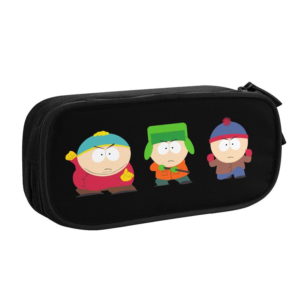 South-Parks Cartoon Pencil Case New Cartman Kyle Stan Pen Box Bag for Student School Supplies Cosmetic Pencil Pouch
