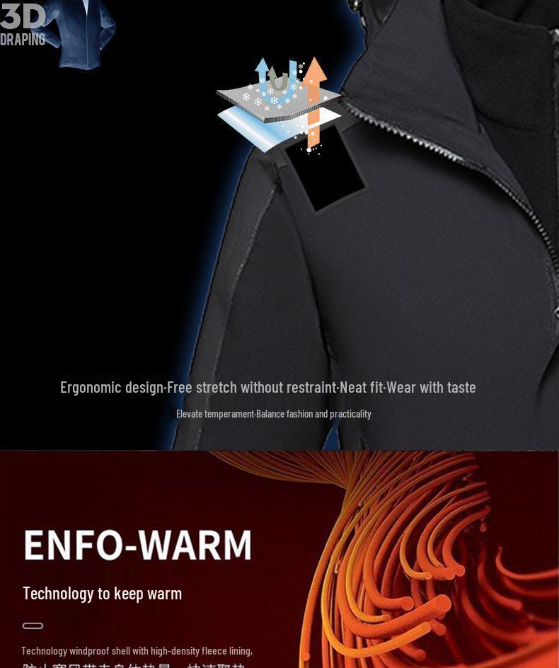 Men’s Three-In-One Windbreaker: Plus Velvet Detachable Jacket for Middle-Aged and Elderly – Perfect for Spring and Autumn.