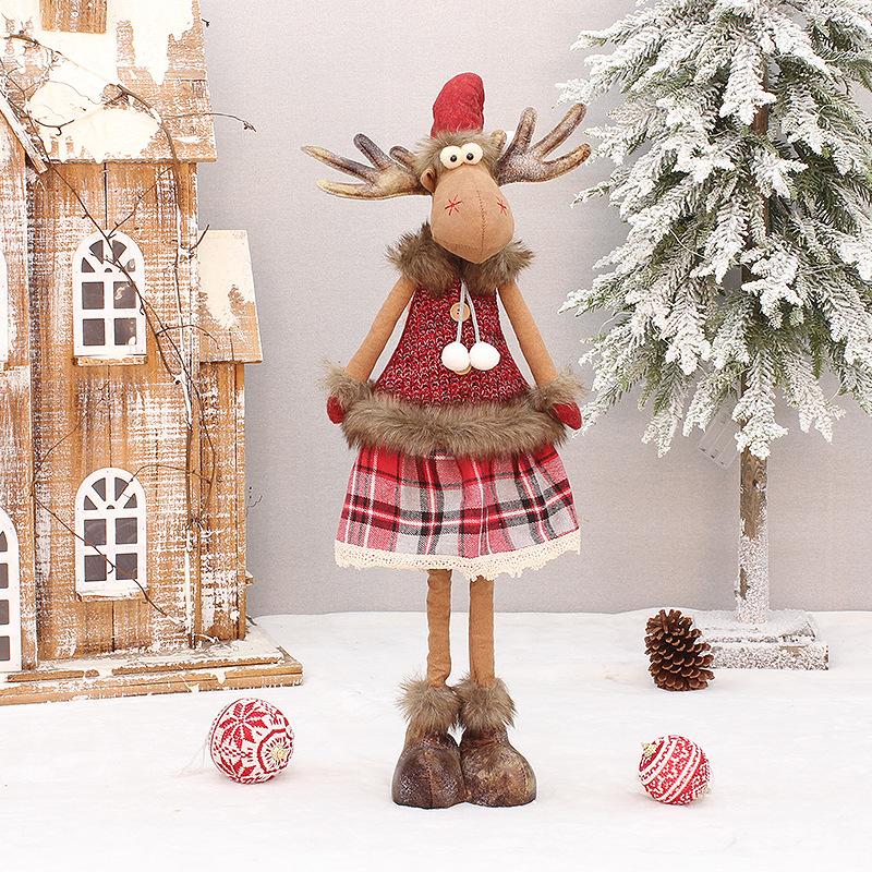 Christmas Decoration New Year Ornament Reindeer Plush Doll Handmade Deer Elk Toys Noel Xmas Home Party Table Decor for Kids Gift