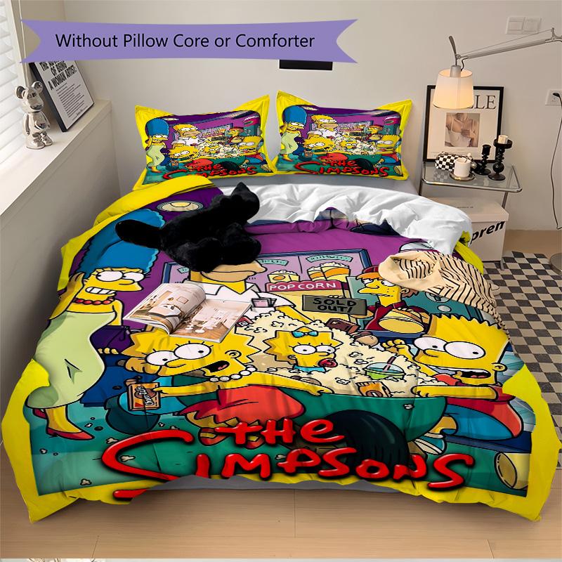 Simpsons Family Adventure Print 3Pcs Bedding Setduvet Cover With 2 Bedropillowcase Home Birthday Gift