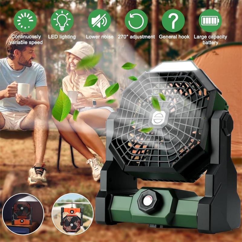 Portable Fan Rechargeable, Cordless Battery Powered Fan with LED Lantern, Outdoor Table Fan,USB Battery Operated Fans for Travel