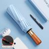 Fully Automatic 144-Rib Premium Light Luxury Wooden Handle Umbrella Black Glue UV-Resistant Windproof Folding Parasol Rain Gear