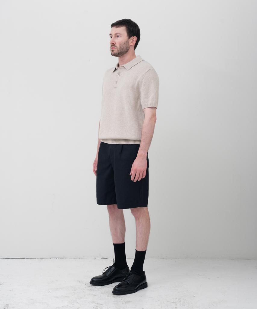 MANNERGRAM Upw Washable Cotton Polo Short Sleeve Knit Light Beige