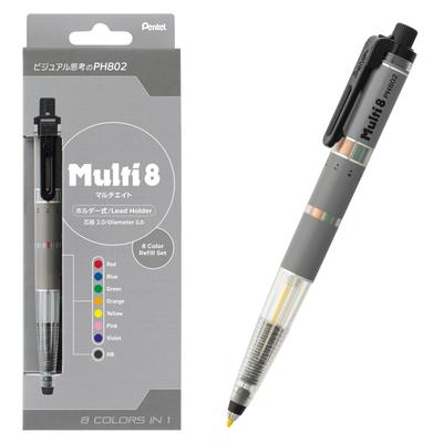 PENTEL Mechanical Pencil, Multi 8, 8 Color Leads, Replacement Lead Set Included, XPH802ST