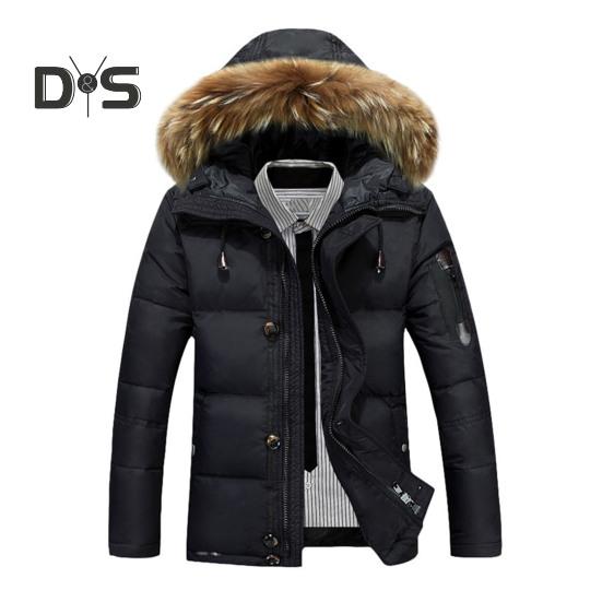 

Мужская куртка-пуховик с меховым воротником, капюшоном, завязками, длинными рукавами, однотонное зимнее пальто с застежкой-молнией, карманами, утолщенная стеганая верхняя одежда M чёрный