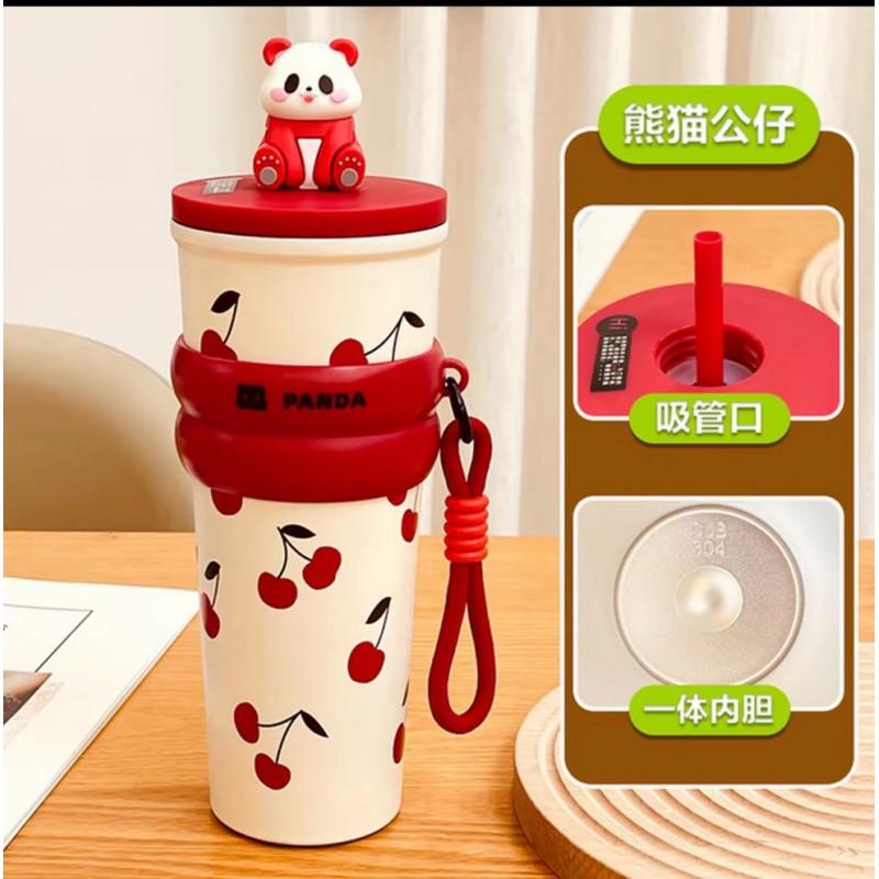Large Capacity Insulated Stainless Steel Tumbler With Handle Straw Lid 700-710ml Car Office Travel