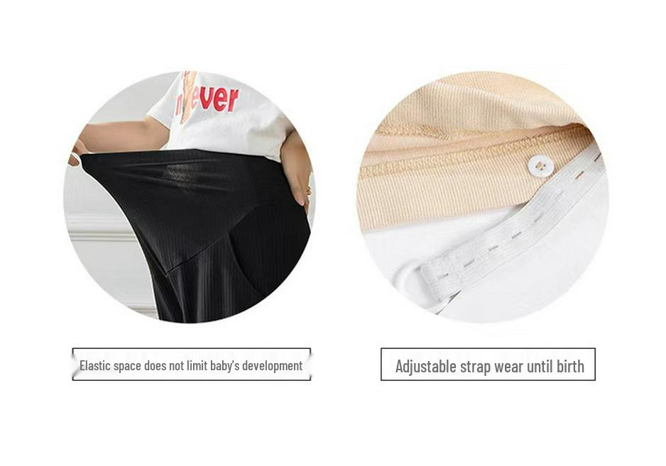 Maternity Wide-Leg Ice Silk Pants - Lightweight, Loose, Plus Size, Tummy Support, Straight Leg, Nine-Point Length for Spring/Summer