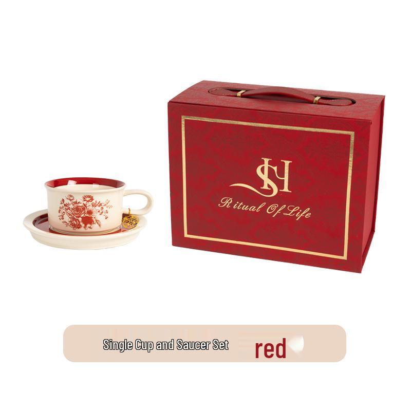 Elegant Retro Ceramic Coffee Cup and Saucer Set - Ideal Gift for Afternoon Tea 250ML