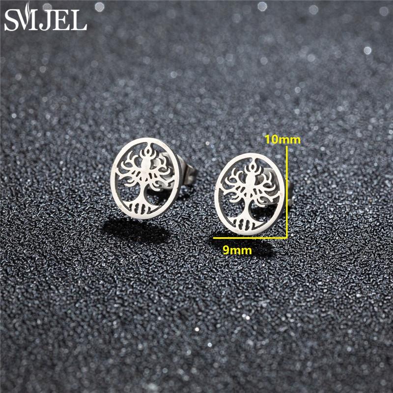 Vintage Tree of Life Stainless Steel Earrings for Women Fashion Norse Mythology Yggdrasil Jewelry World Peace Ear Studs Gift