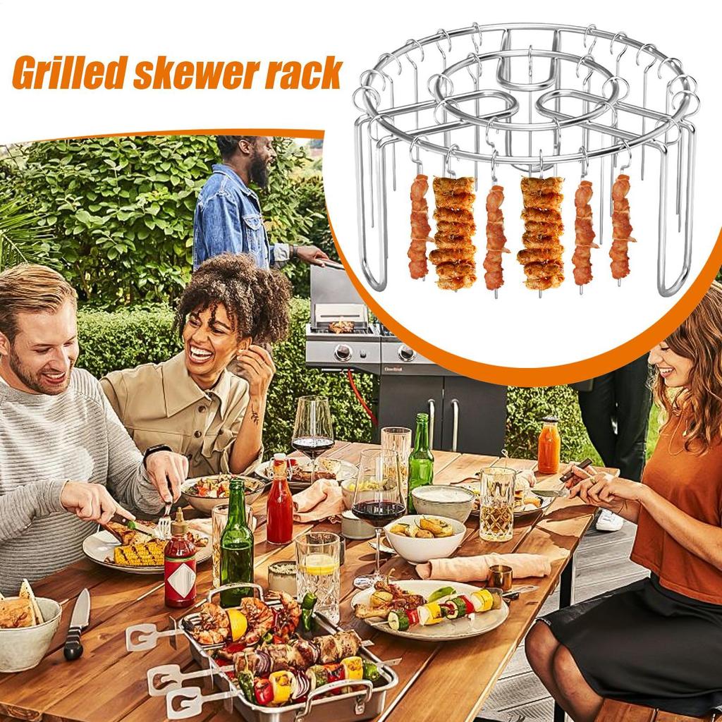 24 String Air Fryer Grill Household Oven Hanging Grill Stainless Steel Non-Stick Reusable Vertical Household Barbecue Grill