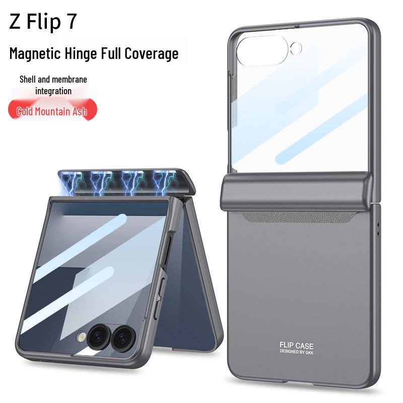 Samsung ZFlip7 Case: Ultra-Thin Foldable Screen Protector with Magnetic Adsorption - Full Coverage, Hard Shell Design.