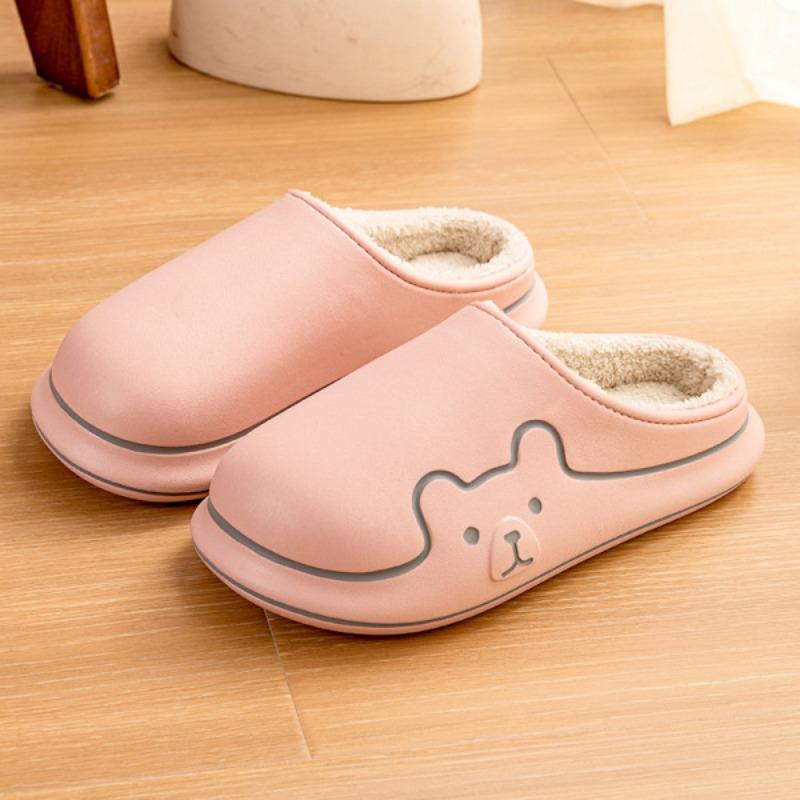 Autumn and winter fashion waterproof cotton shoes women wear versatile non-slip velvet thick-soled warm couple home cotton slippers men