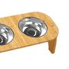 Elevated Bowls Raised Cat Feeder Durable with Bamboo Stand 15° Tilted Pet for