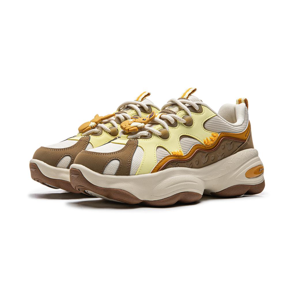 Li Ning Honey 3 Fashion Comfortable Shock Absorbing Durable Low Top Casual Shoes Women Casual Shoes Brown Yellow Gray AGCW180-1