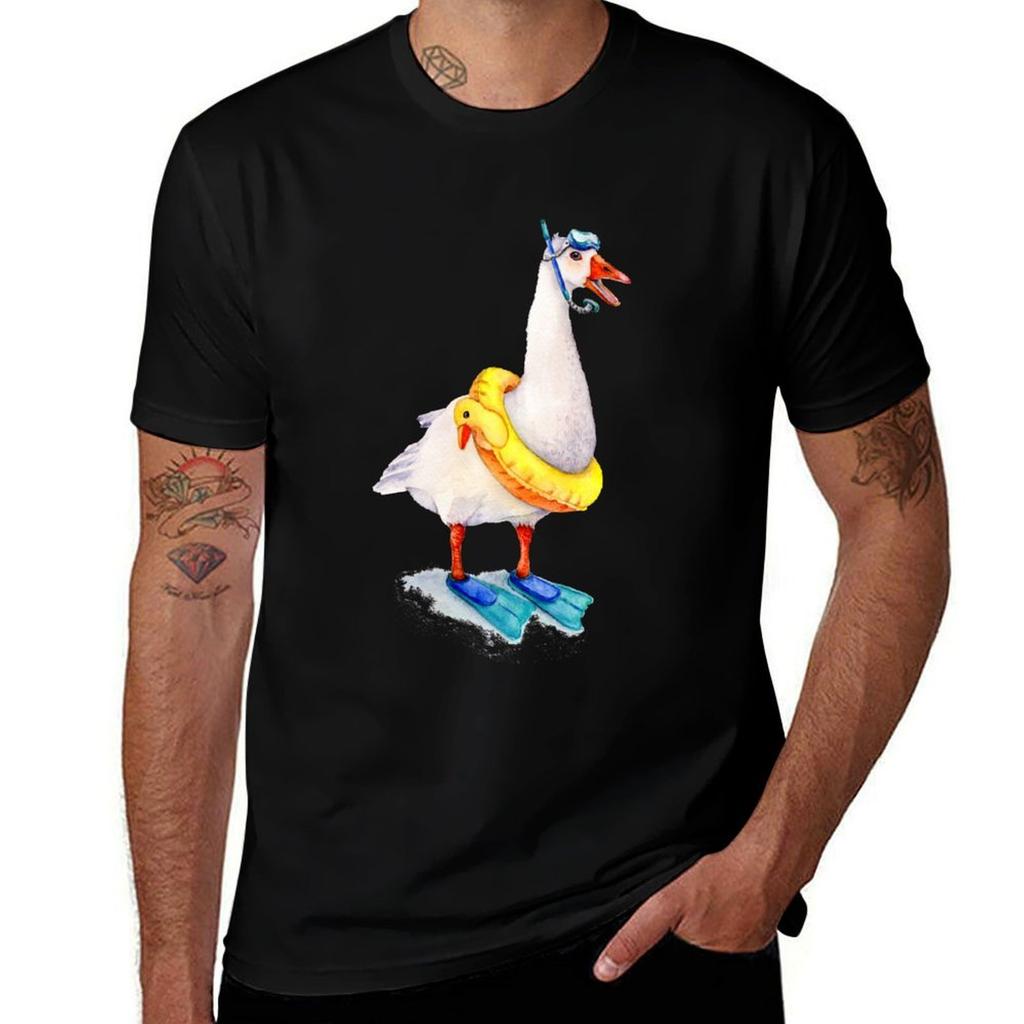 Snorkeling Goose TShirt Casual Lightweight Short Sleeve Top