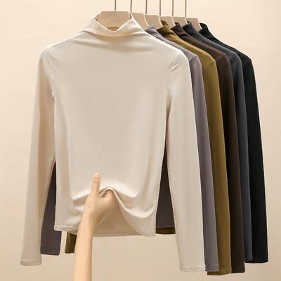 Dámské spodní prádlo s poloviční výstřihem na podzim a zimu, kartáčované spodní tričko, slim fit, svrchní tričko s dlouhým rukávem
