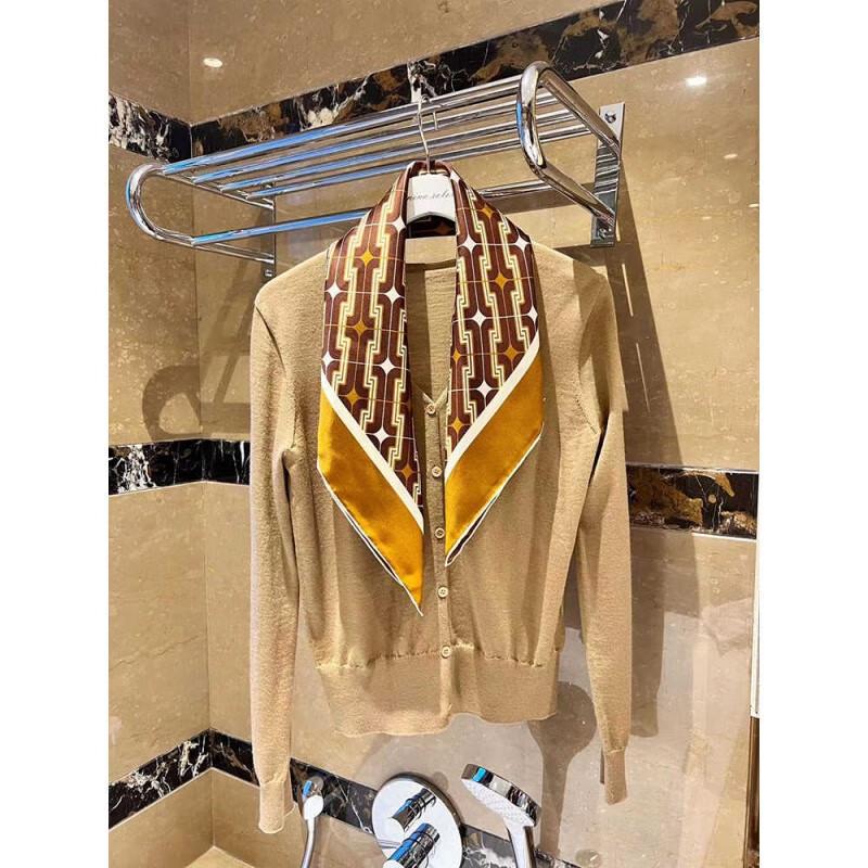 NINA SOLOR Maillard Twill Silk Square Scarf 65cm